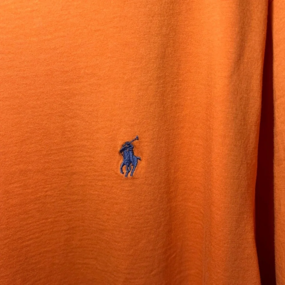 Polo Ralph Lauren V-Neck T-Shirt Orange Cotton Blue Embroidered Pony Mens Sz XXL